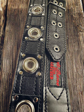 Load image into Gallery viewer, NEW FOR 2025!! Silver Hardware on Black Leather Doug Aldrich 2 Inch Guitar Strap