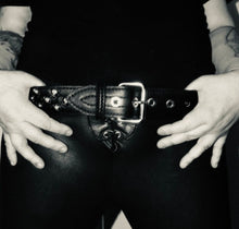 Load image into Gallery viewer, Handcrafted Leather Belt The "Randy" Polka Dot Studded Belt