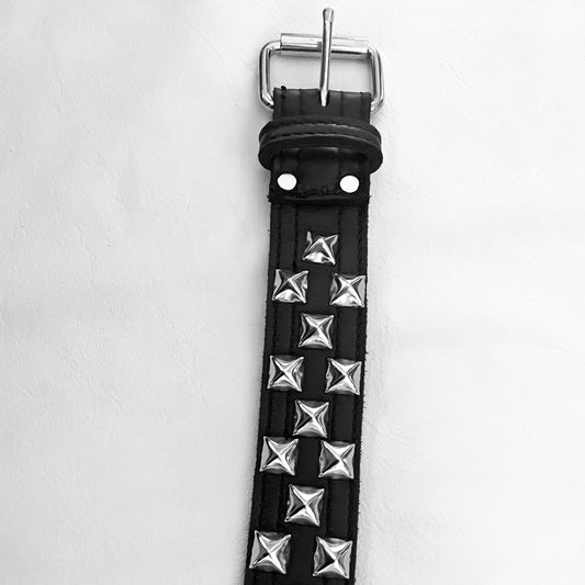 'Checkerboard' Design Leather Belt