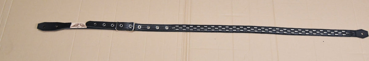 Anna Cara 1 1/8" Silver on Black guitar strap by Al Bane for Leather - front stage view