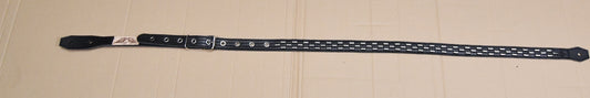 Anna Cara 1 1/8" Silver on Black guitar strap by Al Bane for Leather - front stage view