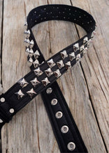 Load image into Gallery viewer, Checkerboard Guitar Strap 2&quot; 5/8&quot;  Silver Studs on Black Leather