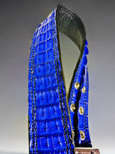 Load image into Gallery viewer, Electric Blue 2 Inch Genuine Croc Guitar Strap ONLY 1!