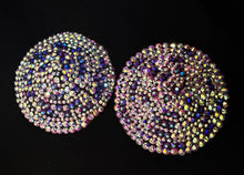 Load image into Gallery viewer, Crystal Pasties Aurora Borealis / Champagne with purple (1 pair 2"diameter)