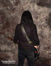 Load image into Gallery viewer, The Swashbuckler Original antique brass on black Guitar Strap