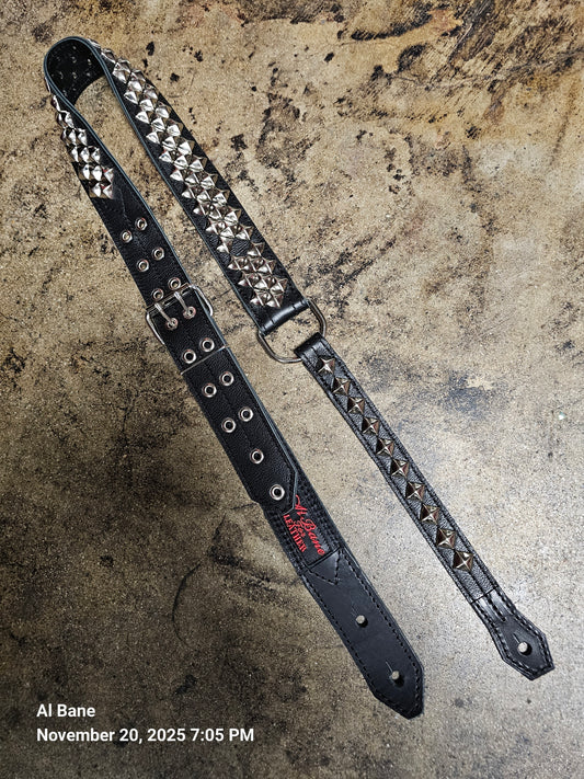 Swashbuckler Diagonal Pyramid Nickel on Black by Al Bane for Leather - front stage view