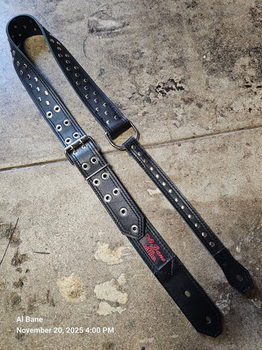 The Swashbuckler original silver on black Guitar Strap