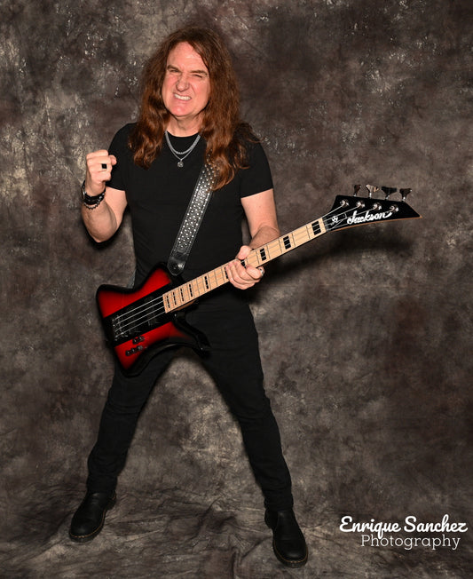 David Ellefson Signature Mass Metal Guitar Strap by Al Bane for Leather - front stage view
