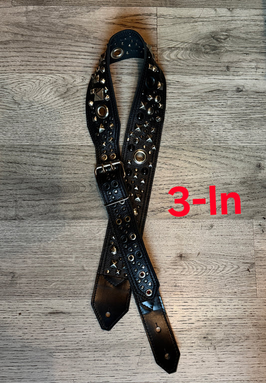 Glitter Trash Guitar Strap 3" by Al Bane for Leather - front stage view