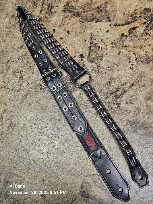 Swashbuckler Plenty Good Guitar Strap by Al Bane for Leather - front stage view