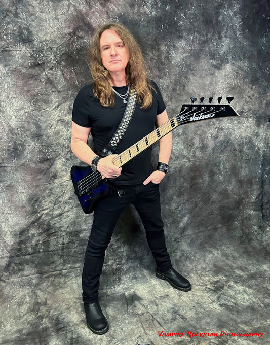 David Ellefson Classic Metal Guitar Strap by Al Bane for Leather - front stage view