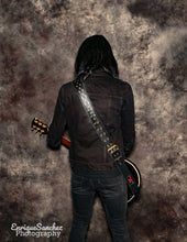 Load image into Gallery viewer, The Swashbuckler Original antique brass on black Guitar Strap