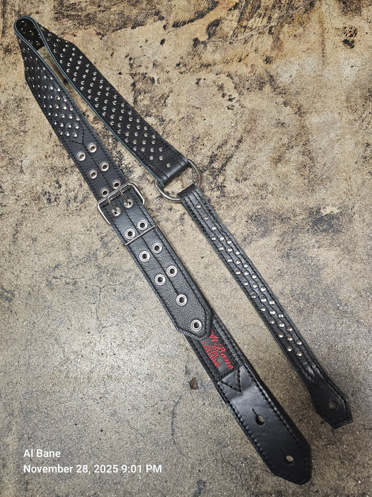 Swashbuckler Rivet Head Silver on Black by Al Bane for Leather - front stage view