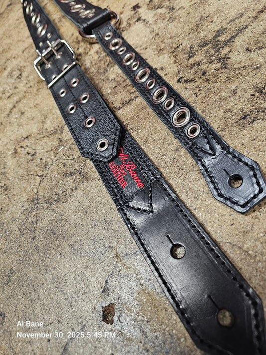 Swashbuckler Tormentor Junior Guitar Strap by Al Bane for Leather - front stage view