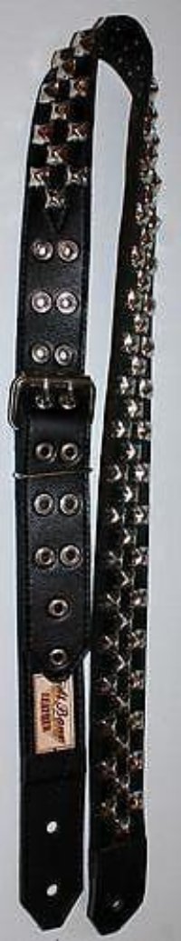 Checkerboard Guitar Strap 2" 5/8"  Silver Studs on Black Leather