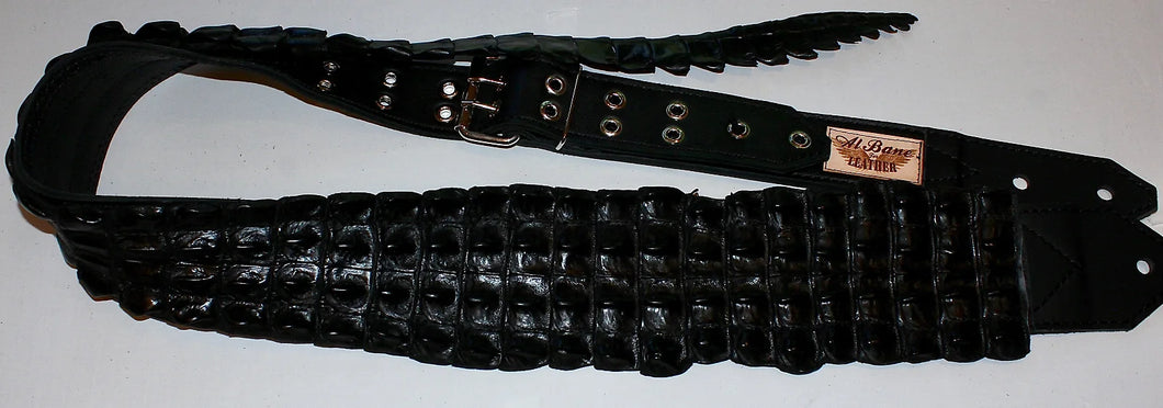 Genuine Crocodile Guitar Strap Black