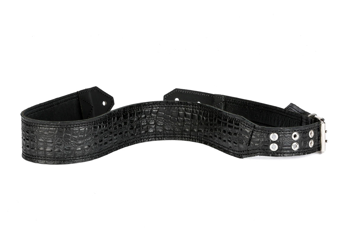 Embossed Crocodile 3" Guitar Strap (NO Exotic Leathers) 2021 Black