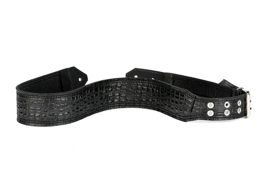 Embossed Crocodile 3" Guitar Strap (NO Exotic Leathers) 2021 Black