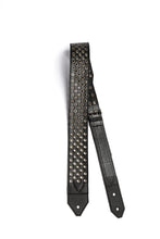 Load image into Gallery viewer, Piercer 3-in guitar strap antique nickel on black